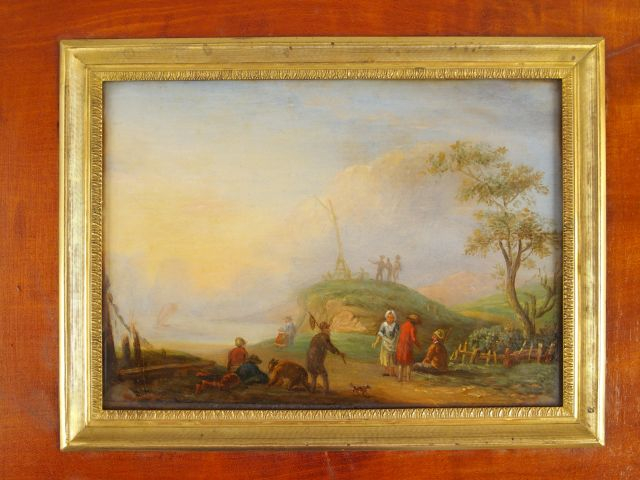 Ecole française début XIXème, paire de gouaches "Conversations bucoliq