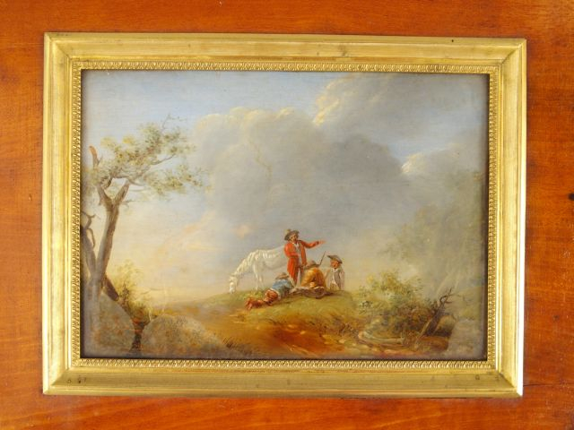 Ecole française début XIXème, paire de gouaches "Conversations bucoliq