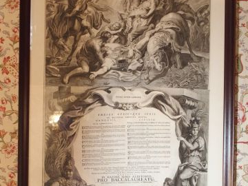 Grande gravure en noir XVIIIème "Thèses utriusque juris"