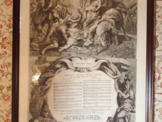 Vente aux enchères Grande gravure en noir XVIIIème "Thèses utriusque juris"
