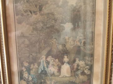 Paravent 1900 de style Louis XVI en bois et stuc doré à quatre feuille