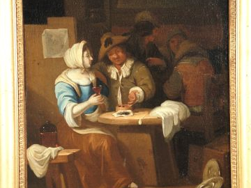 Ecole du Nord XVIIIe 'Scène d’auberge’. Huile sur toile. 47 x 37 cm