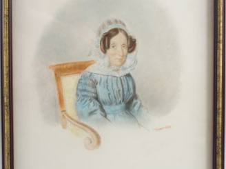 Vente aux enchères Ecole XIXème "Portrait de Madame Lorenzo". Dessin. Dim. : 36,5 x 29 cm