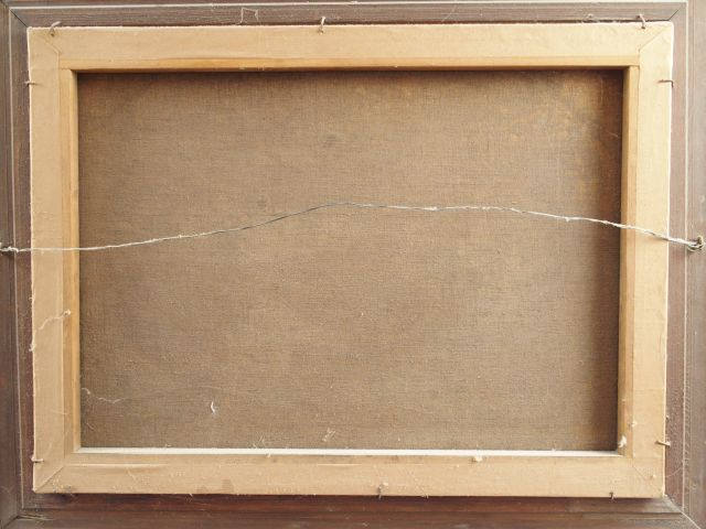 Ecole française XIXème "Goûter champêtre". Huile sur toile. Dim. : 45 