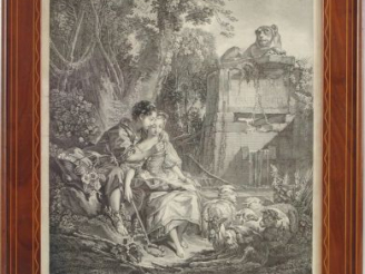 Vente aux enchères Paire de gravures XVIIIème d'après Boucher "Le berger récompensé" et "