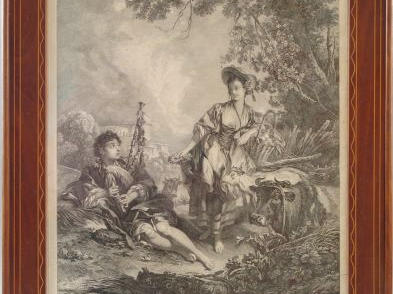 Paire de gravures XVIIIème d'après Boucher "Le berger récompensé" et "
