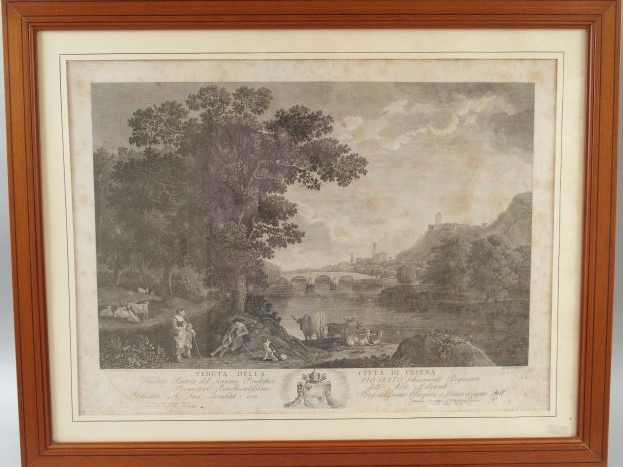 Gravure en noir "Veduta della Sita di Cesena", gravure en noir d'après