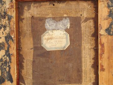 Ecole XIXème "Vierge à l'Enfant". Huile sur panneau de chêne. Dim. : 1