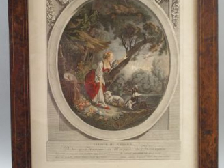 Vente aux enchères Deux différentes gravures en couleurs d'après Boucher "L'arrivée du co