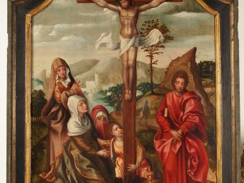 Ecole de Pieter Coeck van Aelst. ‘Le Christ en croix, la Vierge, les s