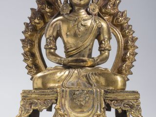 Sujet en bronze doré représentant le Bouddha Amitayus assis en dhyanas