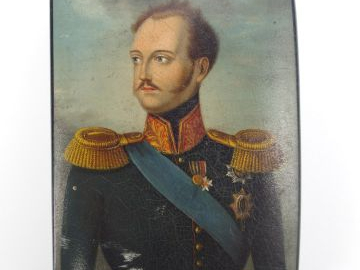 Tabatière russe XIXème Portrait d'officier sur le couvercle, monogramm