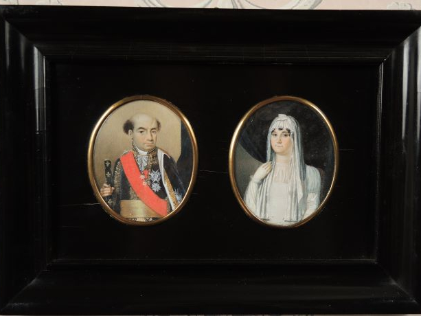 Deux miniatures début XIXème « Le Maréchal de Pérignon et sa femme", d