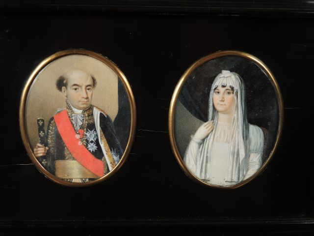 Deux miniatures début XIXème « Le Maréchal de Pérignon et sa femme", d