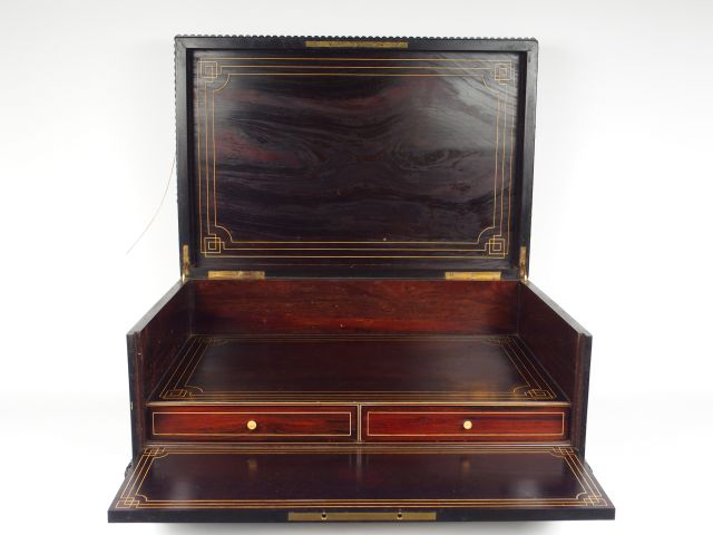 Coffre de mariage Napoléon III de style Louis XVI en marqueterie Boull