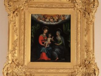 Vente aux enchères Ecole du Nord début XVIIIe	 'Vierge à l'Enfant et sainte Anne'. Huile 