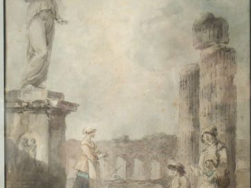 Hubert ROBERT (1733-1808) 'Famille paysanne dans des ruines antiques'.
