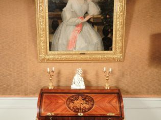 Bureau cylindre Transition Louis XV-Louis XVI en placage de bois de ro