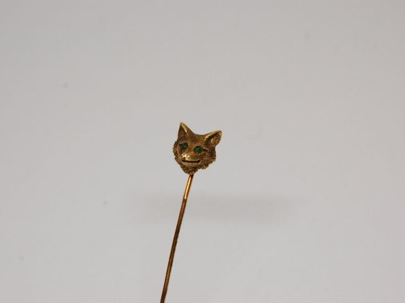 Epingle de cravate en or 14 carats, figurant une tête de renard, les y