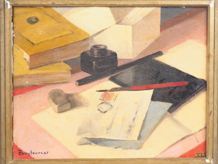 POUYFOURCAT. "Nature morte" Huile sur toile, signée en bas à gauche et