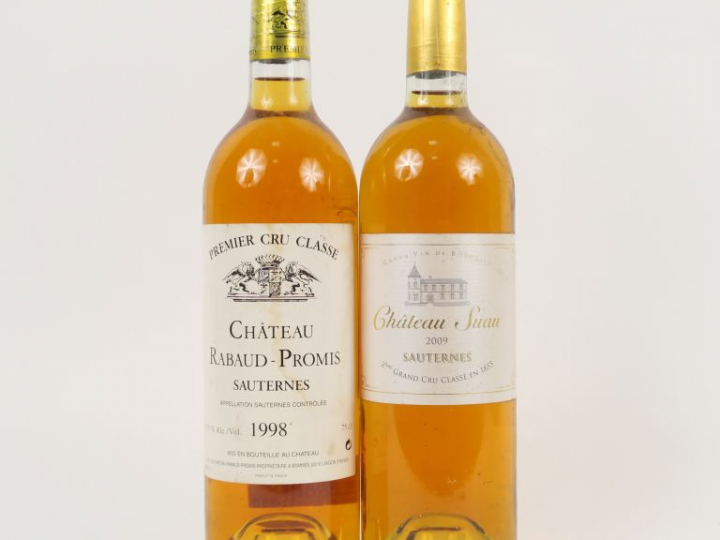 2 BOUTEILLES SAUTERNES : 1 CHÂTEAU RABAUD PROMIS 1er CC 1998 - 1 CHÂTE