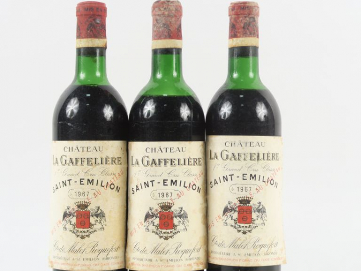 3 BOUTEILLES CHÂTEAU LA GAFFELIERE 1er GCC ST EMILION - 1967 - 1 LB/1 