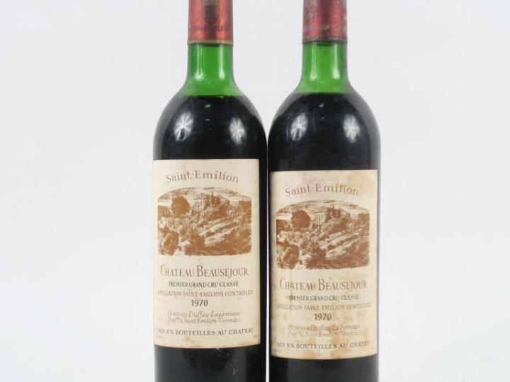 2 BOUTEILLES CHÂTEAU BEAUSEJOUR 1er GCC ST EMILION - 1970 - 2 HEP