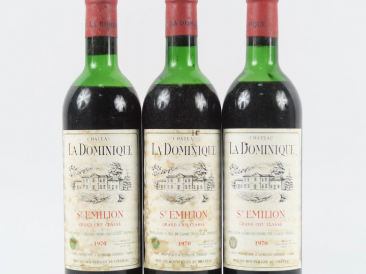 3 BOUTEILLES CHÂTEAU LA DOMINIQUE GCC ST EMILION - 1970 - MEP