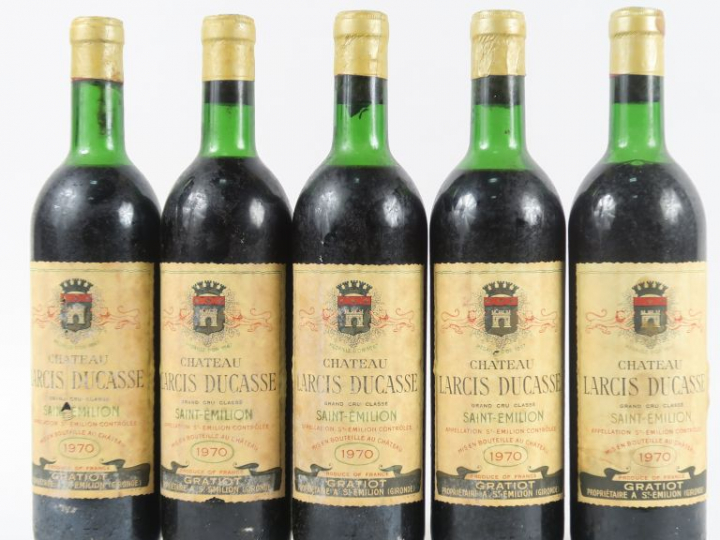 5 BOUTEILLES CHÂTEAU LARCIS DUCASSE GCC ST EMILION - 1970 - 1 BG/3 LB/
