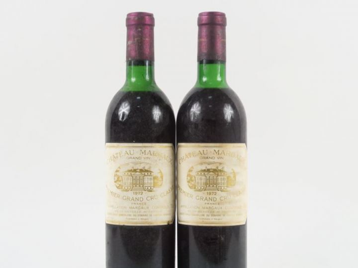 2 BOUTEILLES CHÂTEAU MARGAUX 1er GCC MARGAUX - 1972 - 1 LB/1HEP