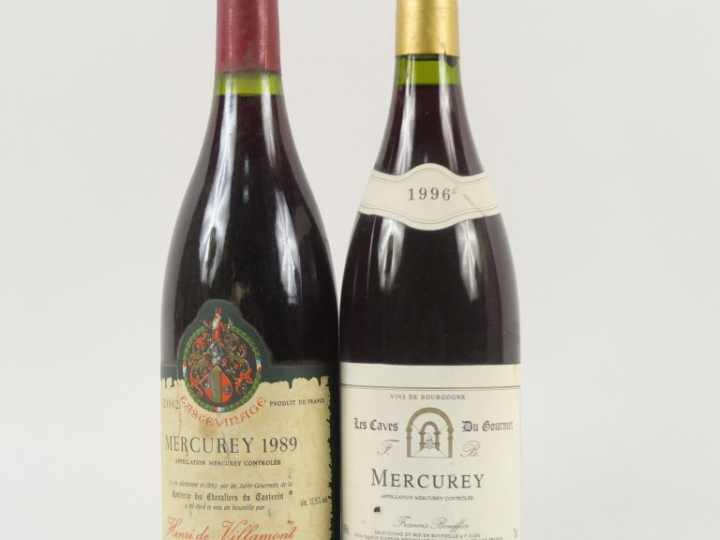 2 BOUTEILLES MERCUREY : 1 HENRI DE VILLAMONT 1989 - 1 FRANCOIS BOUFFIE