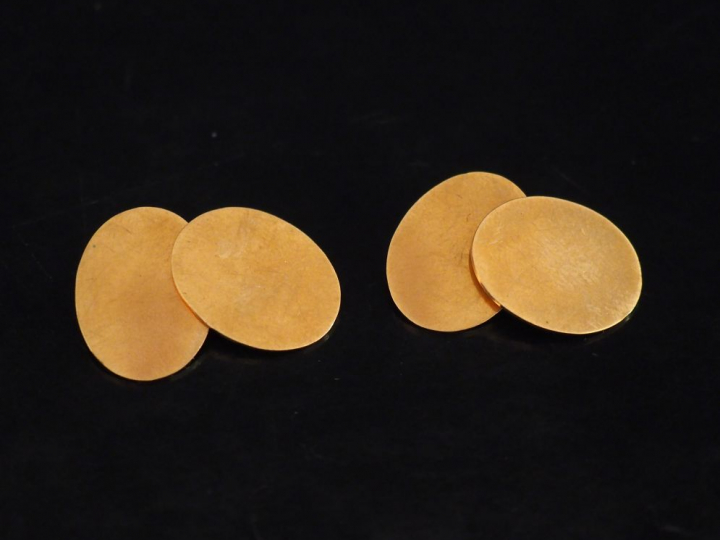 Paire de boutons de manchettes en or jaune 9k.  Poids. 8,13 g   