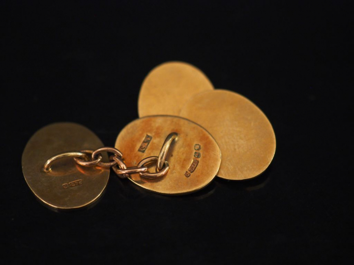Paire de boutons de manchettes en or jaune 9k.  Poids. 8,13 g   