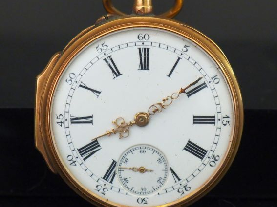 Montre de gousset Napoléon III en or, cuvette en or. Poids tel : 56,15