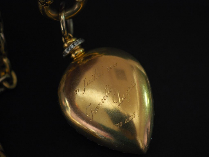 Collier articulé deux tons d'or à transformation, maillle forçat.  Lon