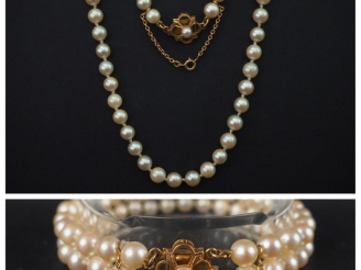 Vente aux enchères Sautoir de perles de culture, fermoir or on y joint un bracelet de per