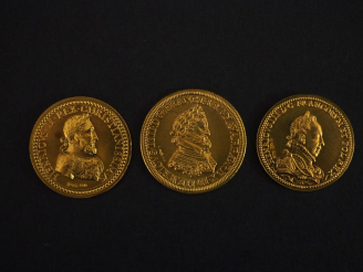 Vente aux enchères 3 pièces d'or Henri III, Henri IV et Catherine de Médicis.  Poids : 20