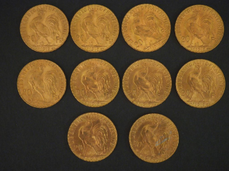 Vente aux enchères 10 pièces de 20 Francs or, 1913 FRAIS ACHETEUR : 10 % HT   