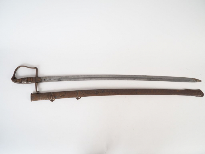 Sabre de cavalerie allemand à la Blücher, lame courbe à gorge et dos p