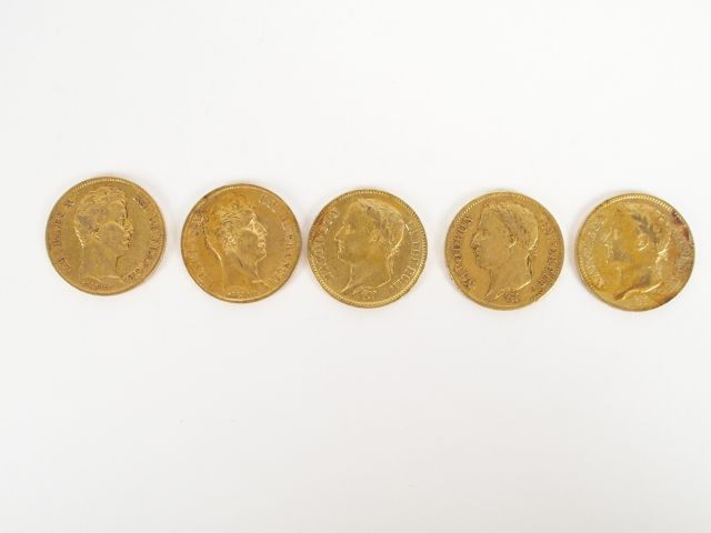 5 pièces de 40 Francs or: -3x Napoléon Empereur tête laurée, 1812-A, -
