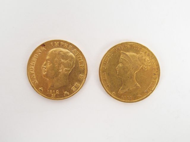 2 pièces de 40 Lires or, Napoleone Imperatore 1812-M et Maria Luigia P