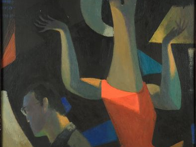 Seif WANLY 'L'artiste et une chanteuse'. Huile sur panneau, signée en 