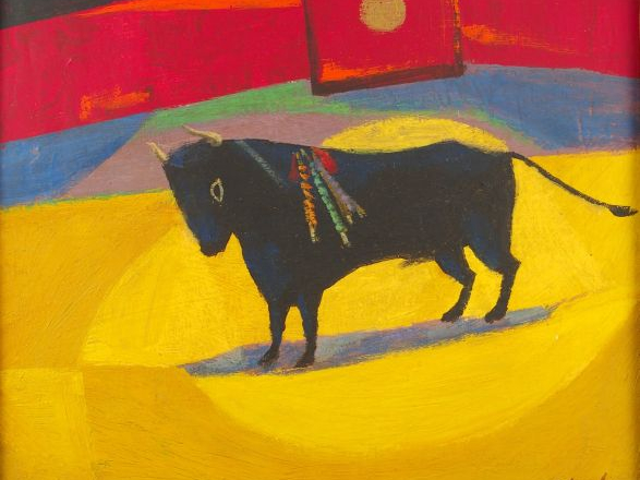 WANLY 'Tauromachie'. Huile sur panneau signée en bas à droite. 32 x 26