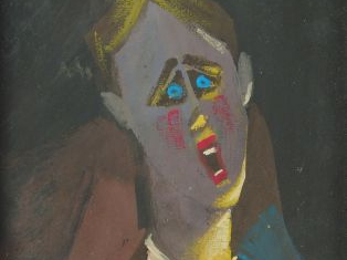 Seif WANLY 'Chanteur d'opéra'. Huile sur papier, signée en bas à gauch
