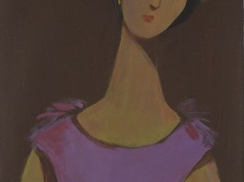 Seif WANLY 'Femme en rose'. Huile sur papier, signée en bas à droite. 