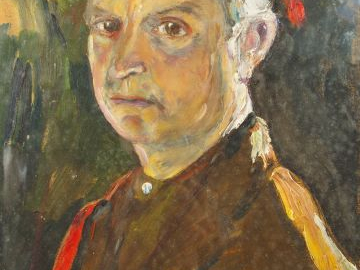 Mario CAVAGLIERI 'Auto portrait'. Huile sur carton, signée en bas à ga