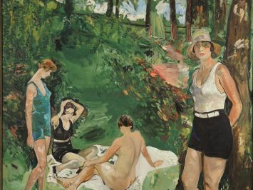 Mario CAVAGLIERI. 'Après le bain'. Huile sur toile, signée en bas à ga