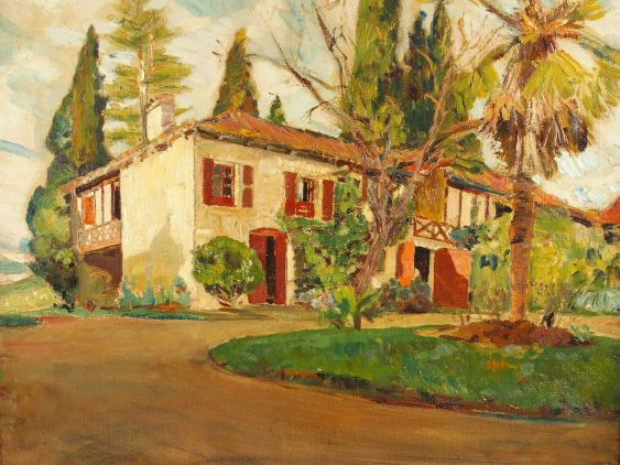 Mario CAVAGLIERI 'Le pavillon à Peyloubère'. Huile sur toile signée et