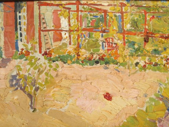 Mario CAVAGLIERI 'Tonnelle dans le jardin'. Huile sur toile marouflée,