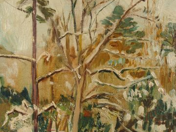 Mario CAVAGLIERI 'Paysage de neige à Bologne'. Huile sur toile signée 